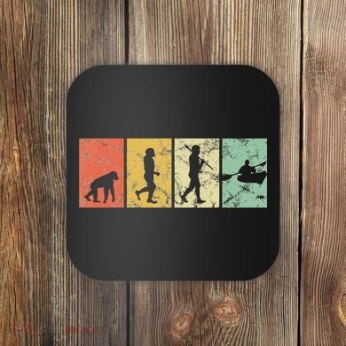 Kayak Evolution Of Man Kayaking Funny Retro Vintage 70s 80s Coaster