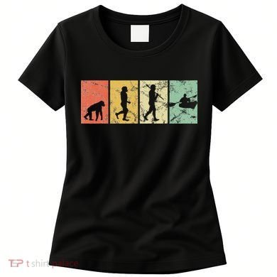 Kayak Evolution Of Man Kayaking Funny Retro Vintage 70s 80s Women's T-Shirt