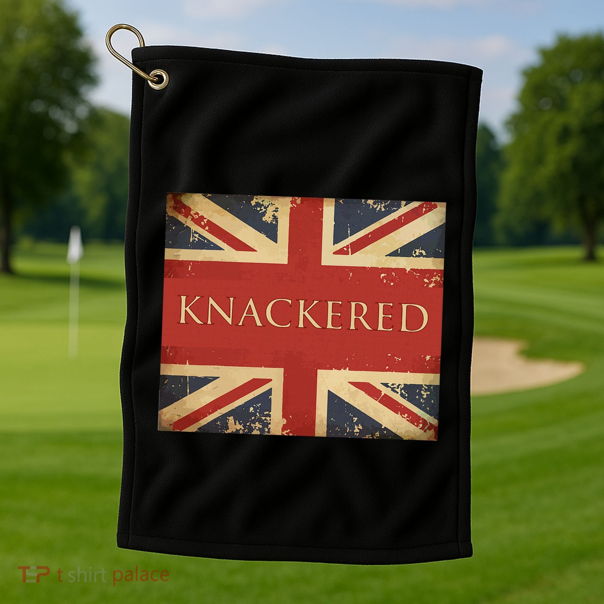 Knackered England Union Jack Flag Uk British Slang Golf Towel