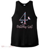 Kids Floral 4th Birthday Butterfly For Ladies PosiCharge Tri-Blend Wicking Tank thumb 0