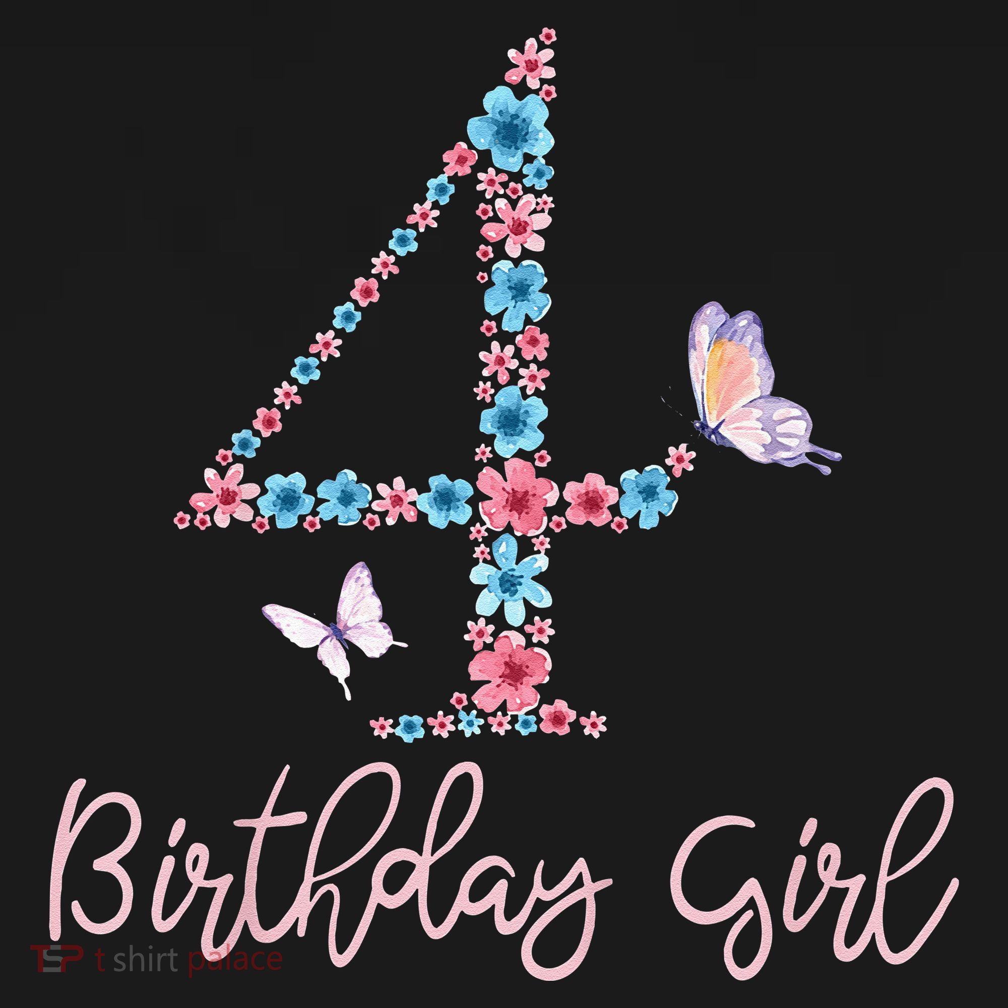 Kids Floral 4th Birthday Butterfly For Long Sleeve Shirt