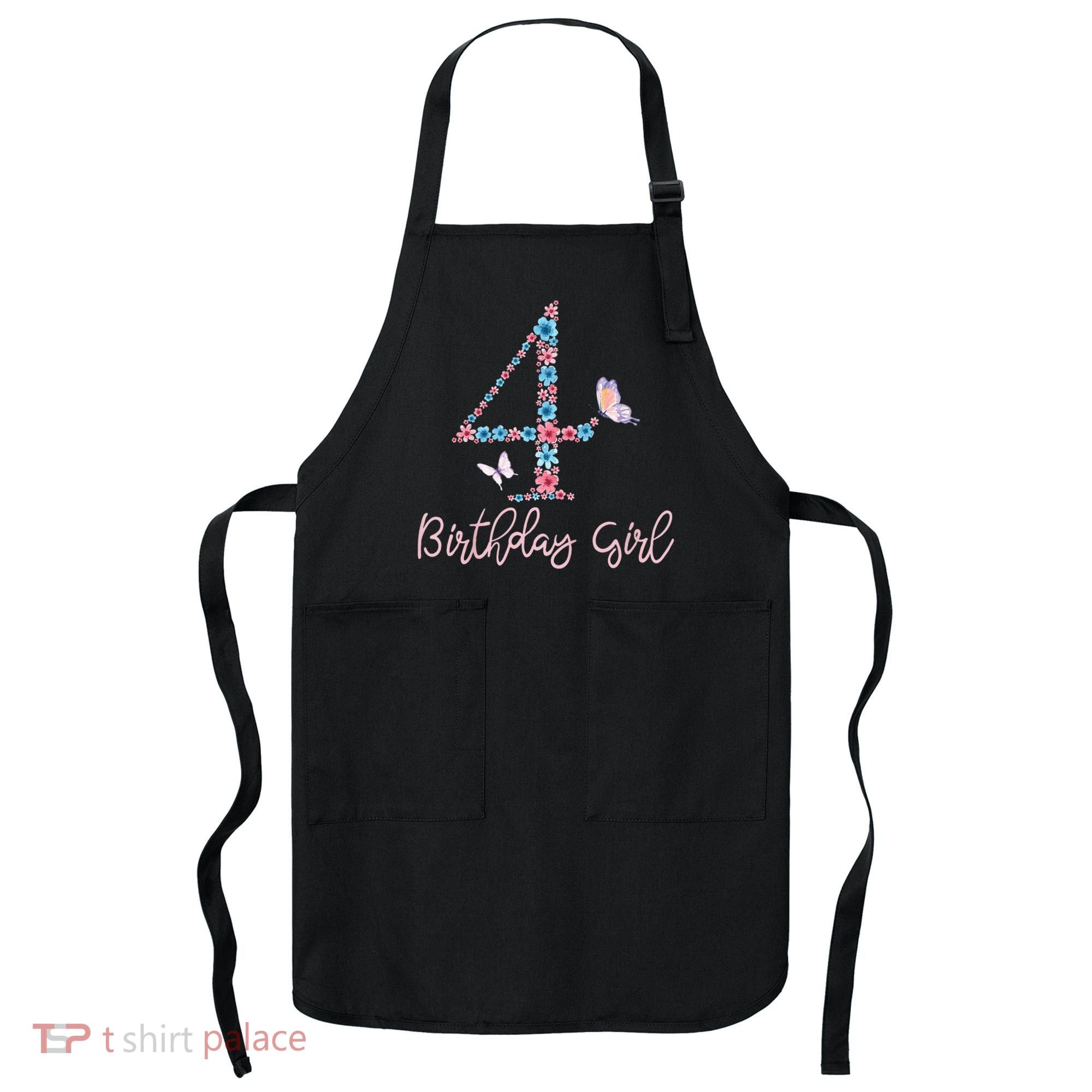 Kids Floral 4th Birthday Butterfly For Apron