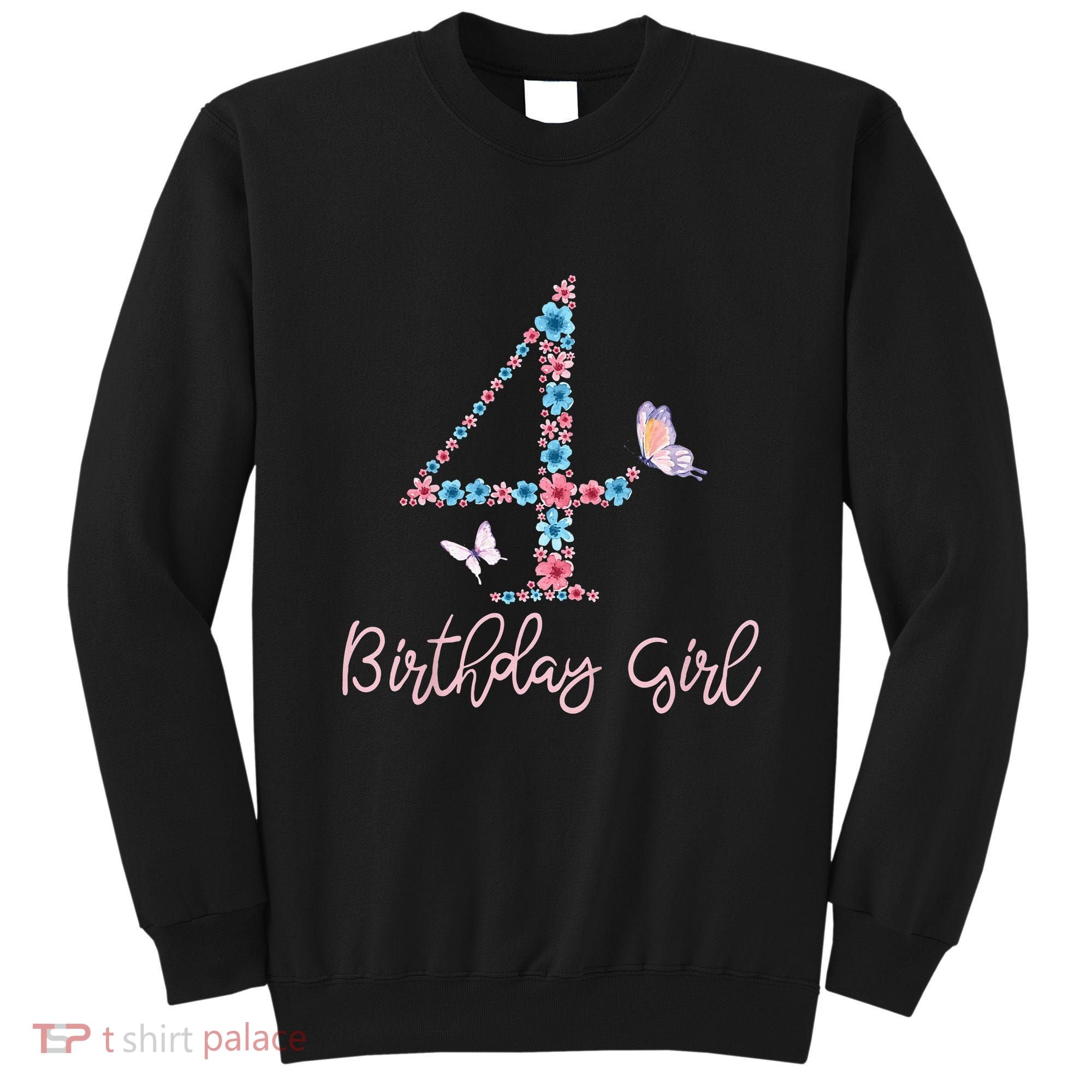 Kids Floral 4th Birthday Butterfly For Sweatshirt