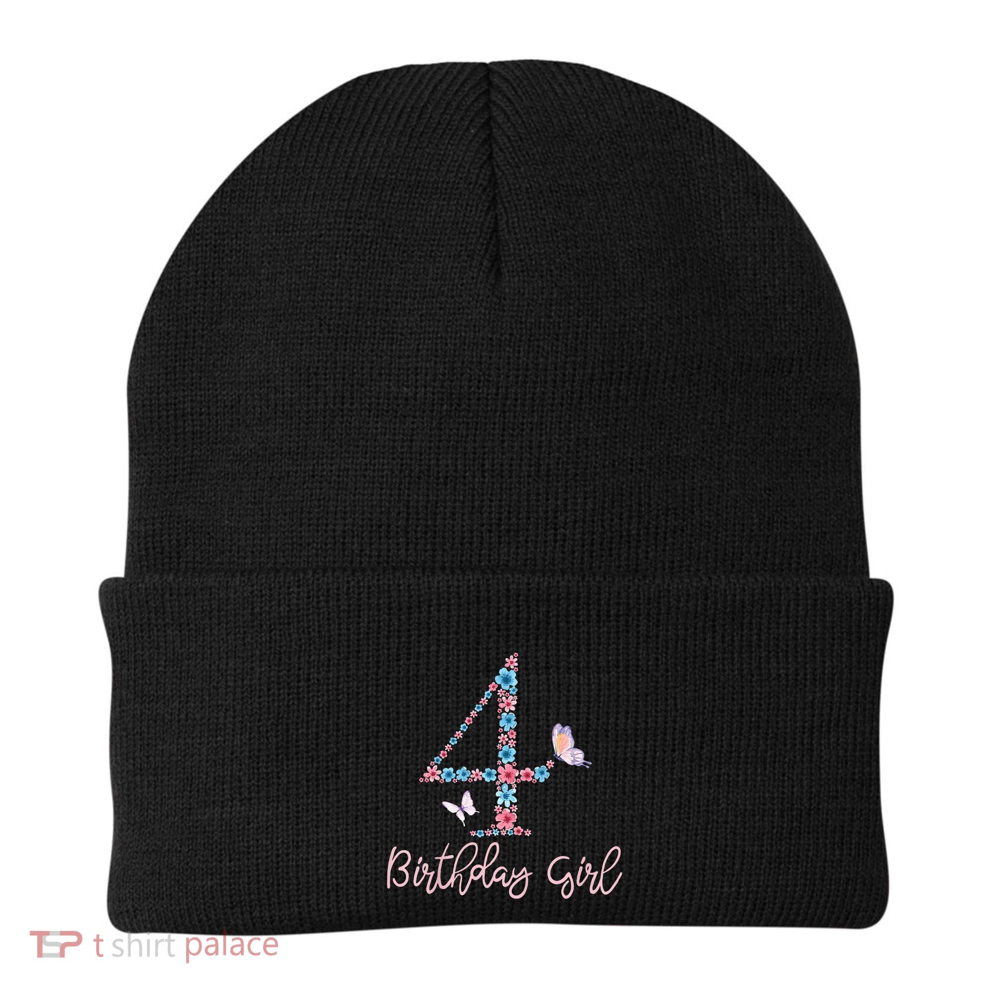 Kids Floral 4th Birthday Butterfly For Beanie