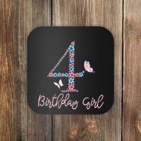 Kids Floral 4th Birthday Butterfly For Coaster thumb 0