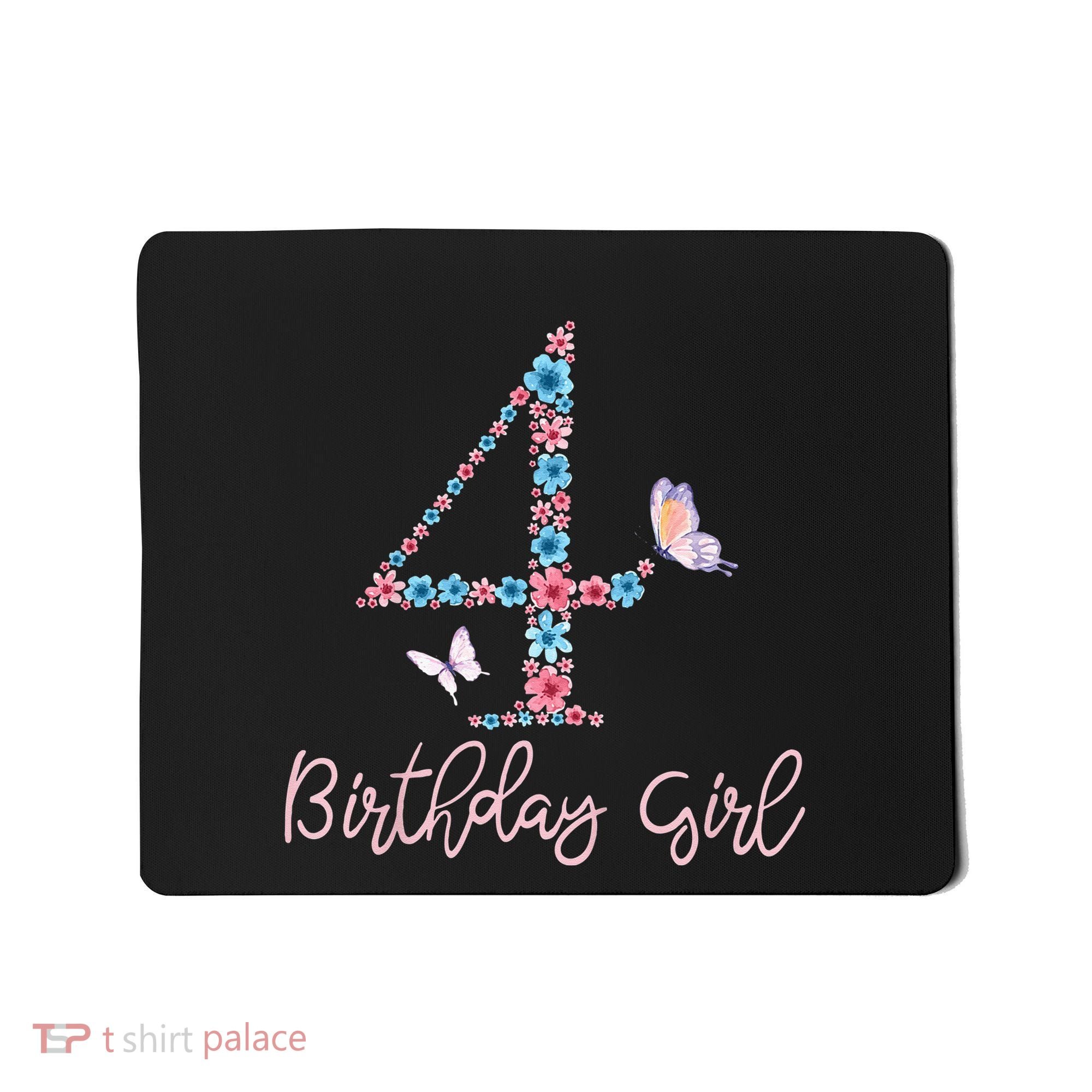Kids Floral 4th Birthday Butterfly For Mousepad