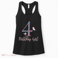 Kids Floral 4th Birthday Butterfly For Women's Tank Top thumb 0