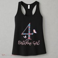 Kids Floral 4th Birthday Butterfly For Women's Tank Top thumb 3