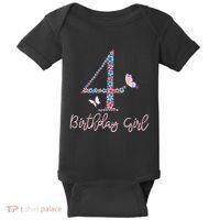 Kids Floral 4th Birthday Butterfly For Baby Bodysuit thumb 0