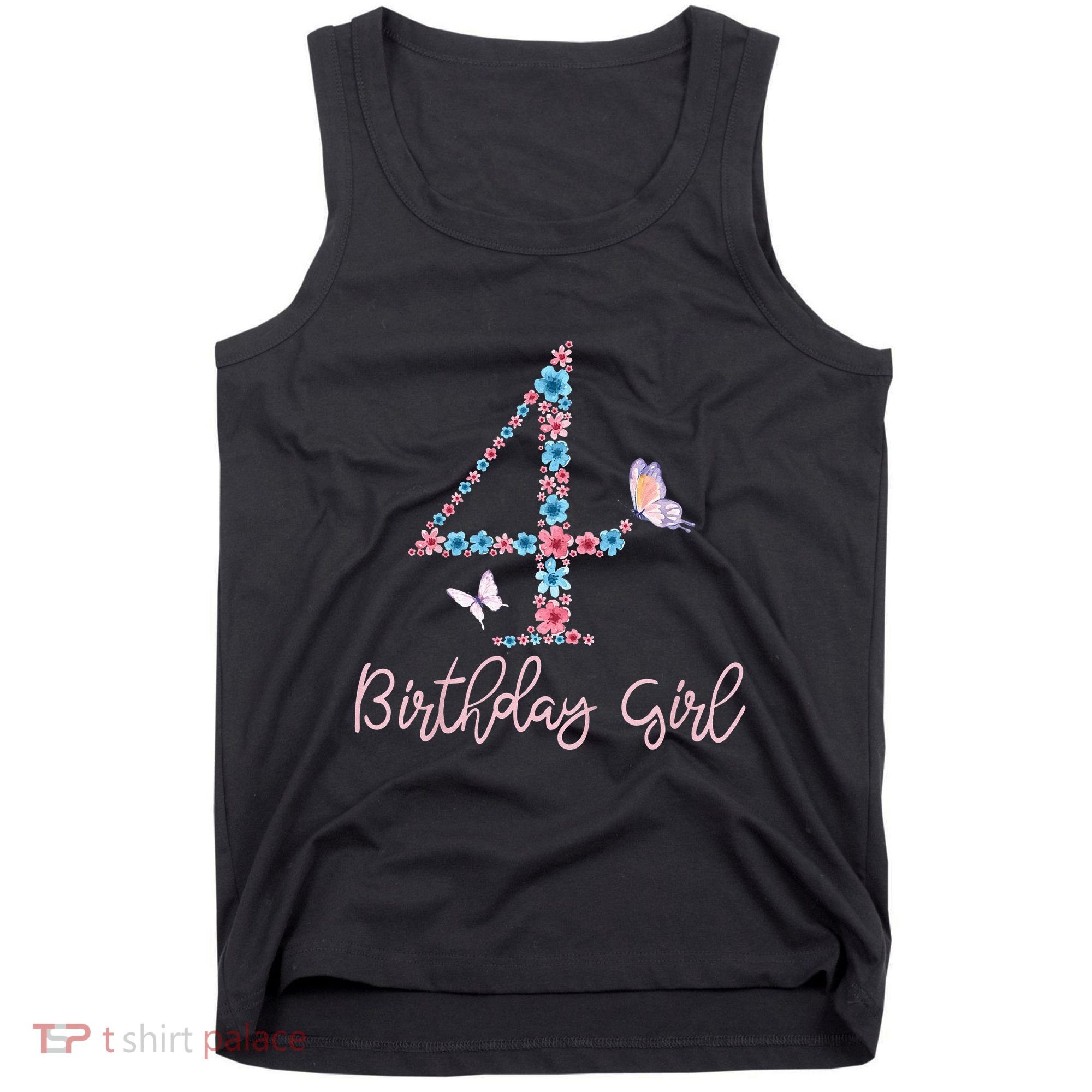 Kids Floral 4th Birthday Butterfly For Tank Top