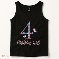Kids Floral 4th Birthday Butterfly For Tank Top thumb 2