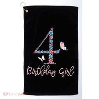 Kids Floral 4th Birthday Butterfly For Golf Towel thumb 0