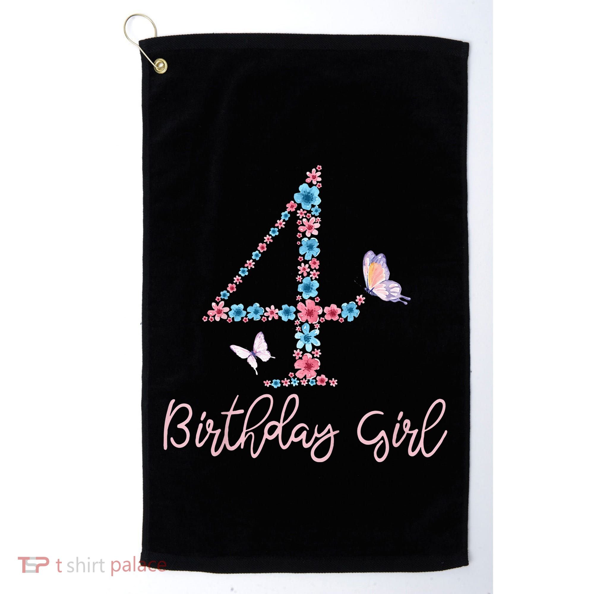 Kids Floral 4th Birthday Butterfly For Golf Towel
