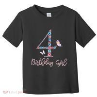 Kids Floral 4th Birthday Butterfly For Toddler T-Shirt thumb 0
