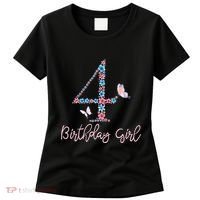 Kids Floral 4th Birthday Butterfly For Women's T-Shirt thumb 0