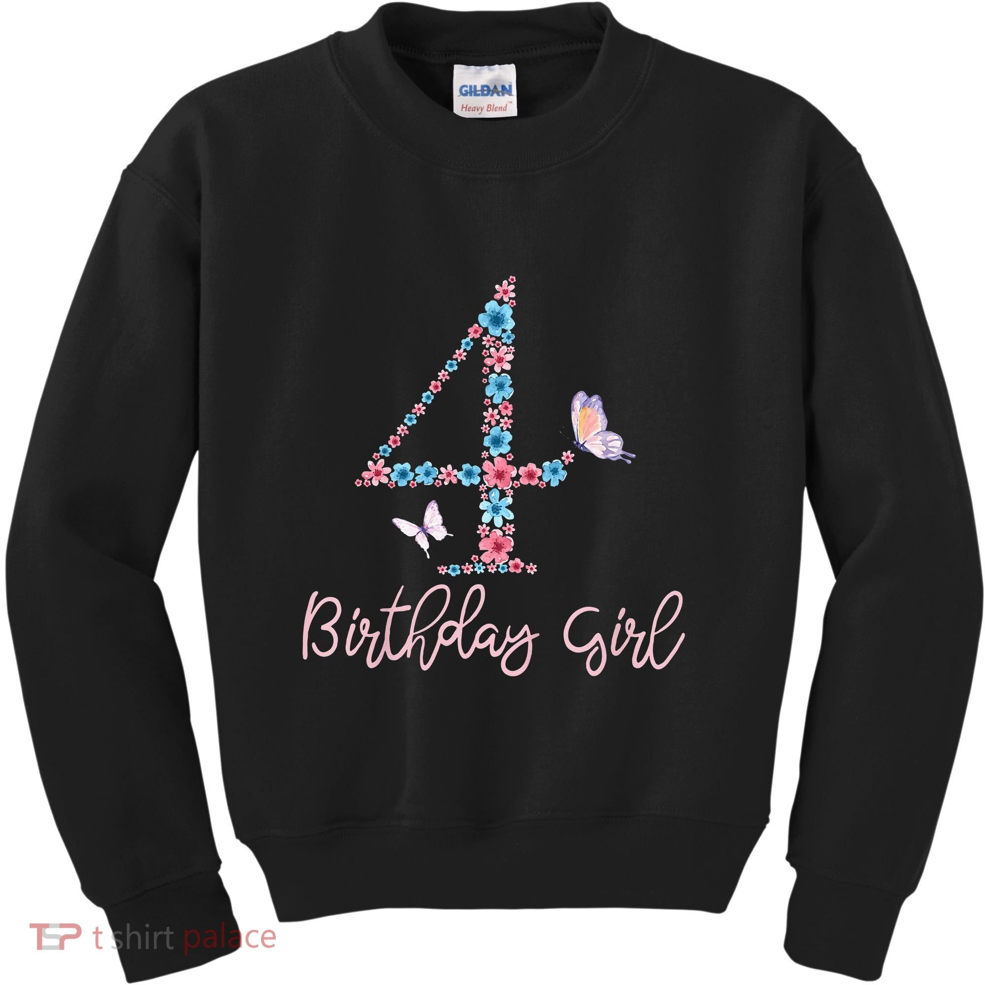 Kids Floral 4th Birthday Butterfly For Kids Sweatshirt