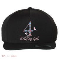 Kids Floral 4th Birthday Butterfly For Wool Snapback Cap thumb 0