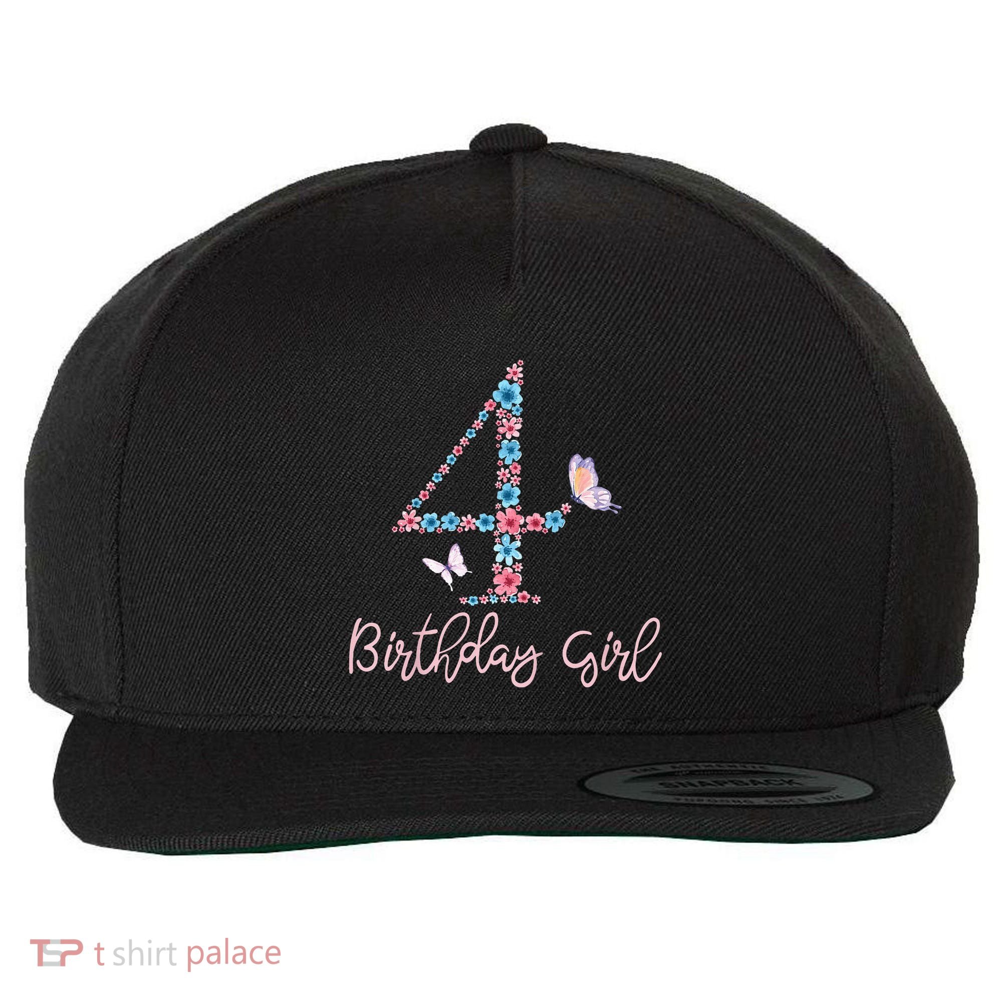 Kids Floral 4th Birthday Butterfly For Wool Snapback Cap