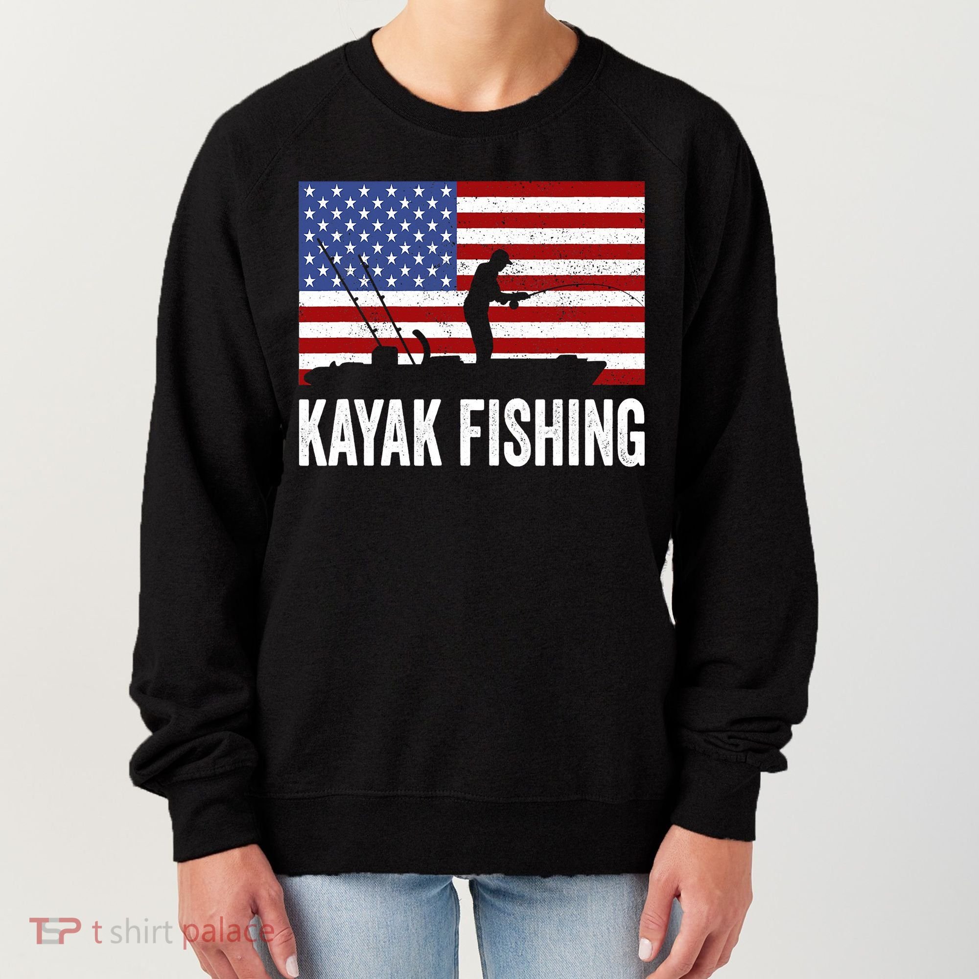 Kayaking Funny American Flag Angler Kayak Fishing Women's Sweatshirt