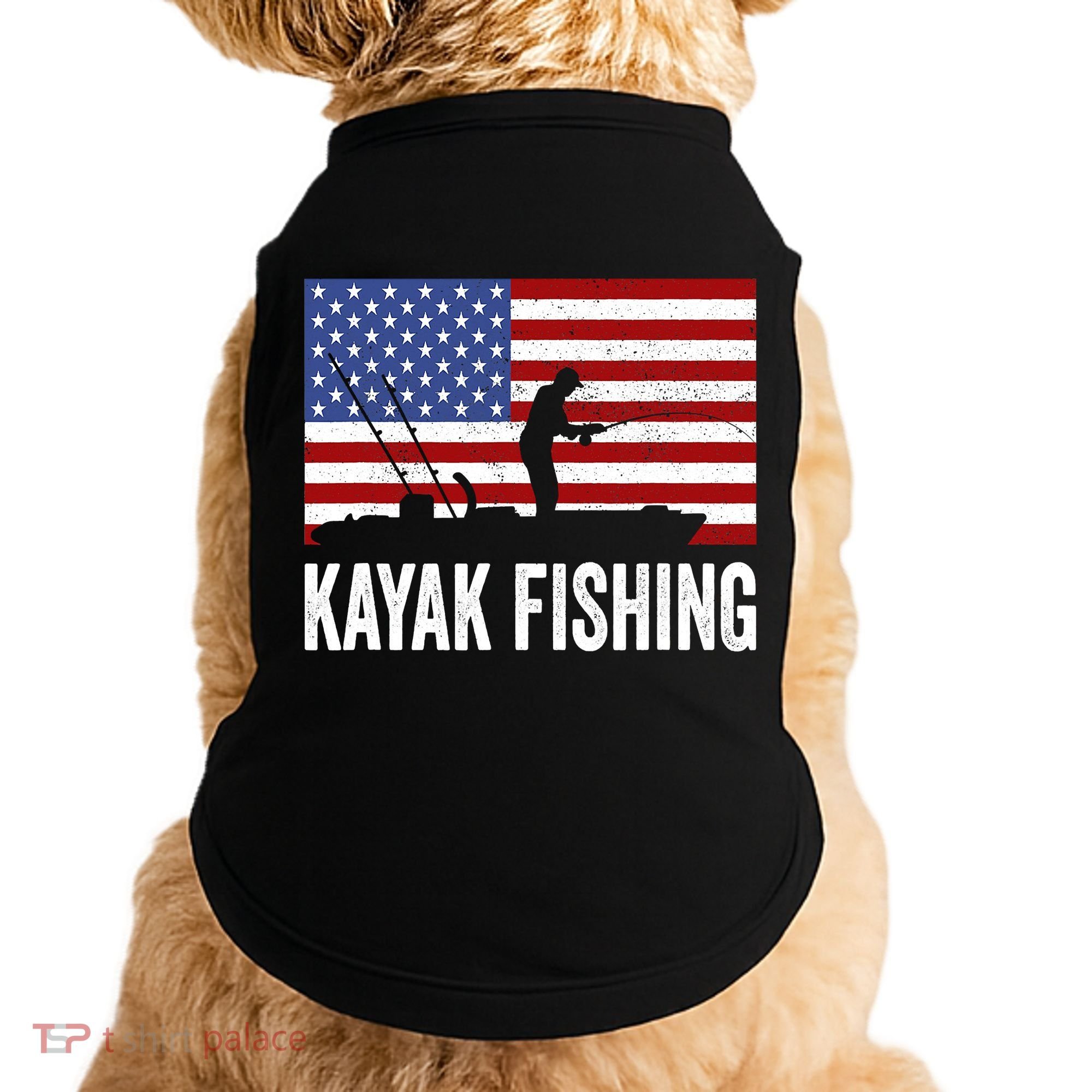 Kayaking Funny American Flag Angler Kayak Fishing Doggie Tank