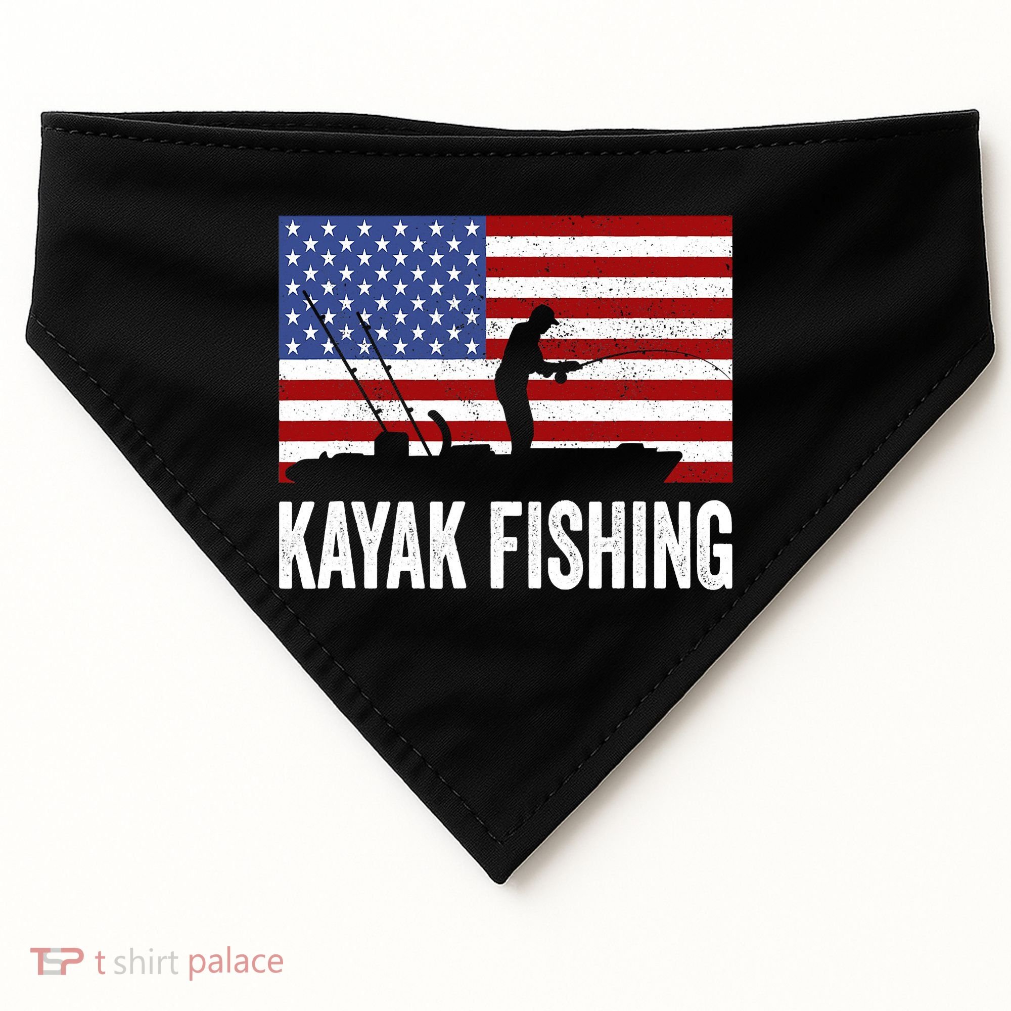 Kayaking Funny American Flag Angler Kayak Fishing USA-Made Doggie Bandana