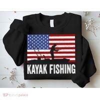 Kayaking Funny American Flag Angler Kayak Fishing Sweatshirt thumb 2