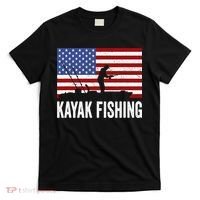 Kayaking Funny American Flag Angler Kayak Fishing T-Shirt thumb 0