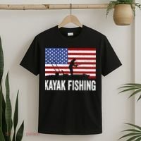 Kayaking Funny American Flag Angler Kayak Fishing T-Shirt thumb 2