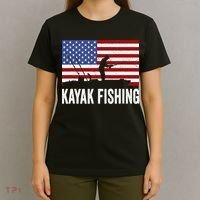 Kayaking Funny American Flag Angler Kayak Fishing T-Shirt thumb 4