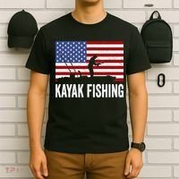 Kayaking Funny American Flag Angler Kayak Fishing T-Shirt thumb 6