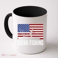 Kayaking Funny American Flag Angler Kayak Fishing Coffee Mug thumb 0
