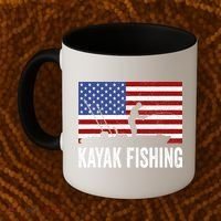 Kayaking Funny American Flag Angler Kayak Fishing Coffee Mug thumb 2