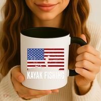 Kayaking Funny American Flag Angler Kayak Fishing Coffee Mug thumb 3