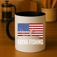 Kayaking Funny American Flag Angler Kayak Fishing Coffee Mug thumb 4