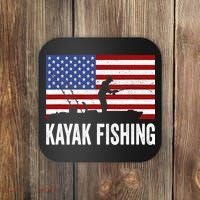 Kayaking Funny American Flag Angler Kayak Fishing Coaster thumb 0