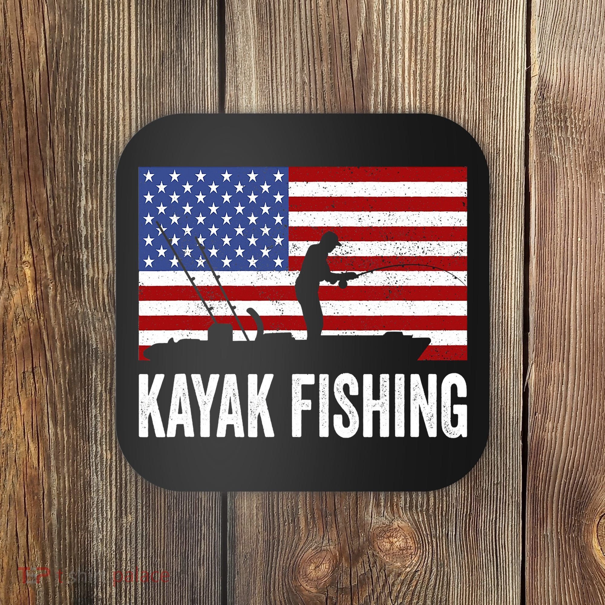 Kayaking Funny American Flag Angler Kayak Fishing Coaster