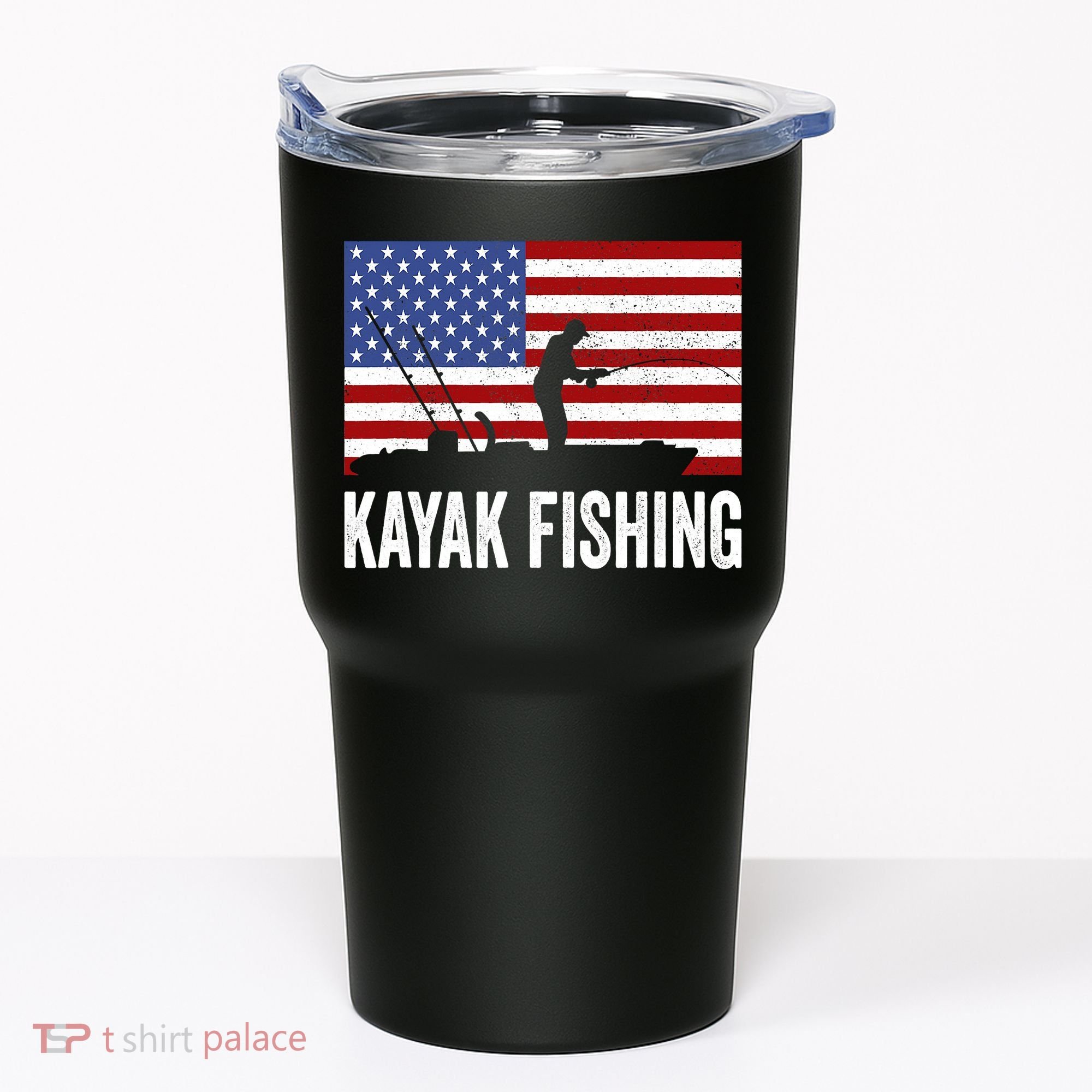 Kayaking Funny American Flag Angler Kayak Fishing Tumbler