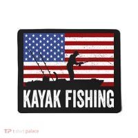 Kayaking Funny American Flag Angler Kayak Fishing Mousepad thumb 0