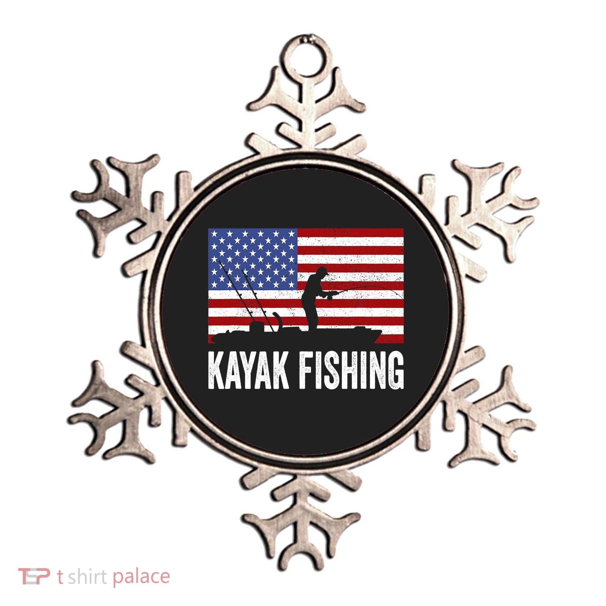 Kayaking Funny American Flag Angler Kayak Fishing Ornament