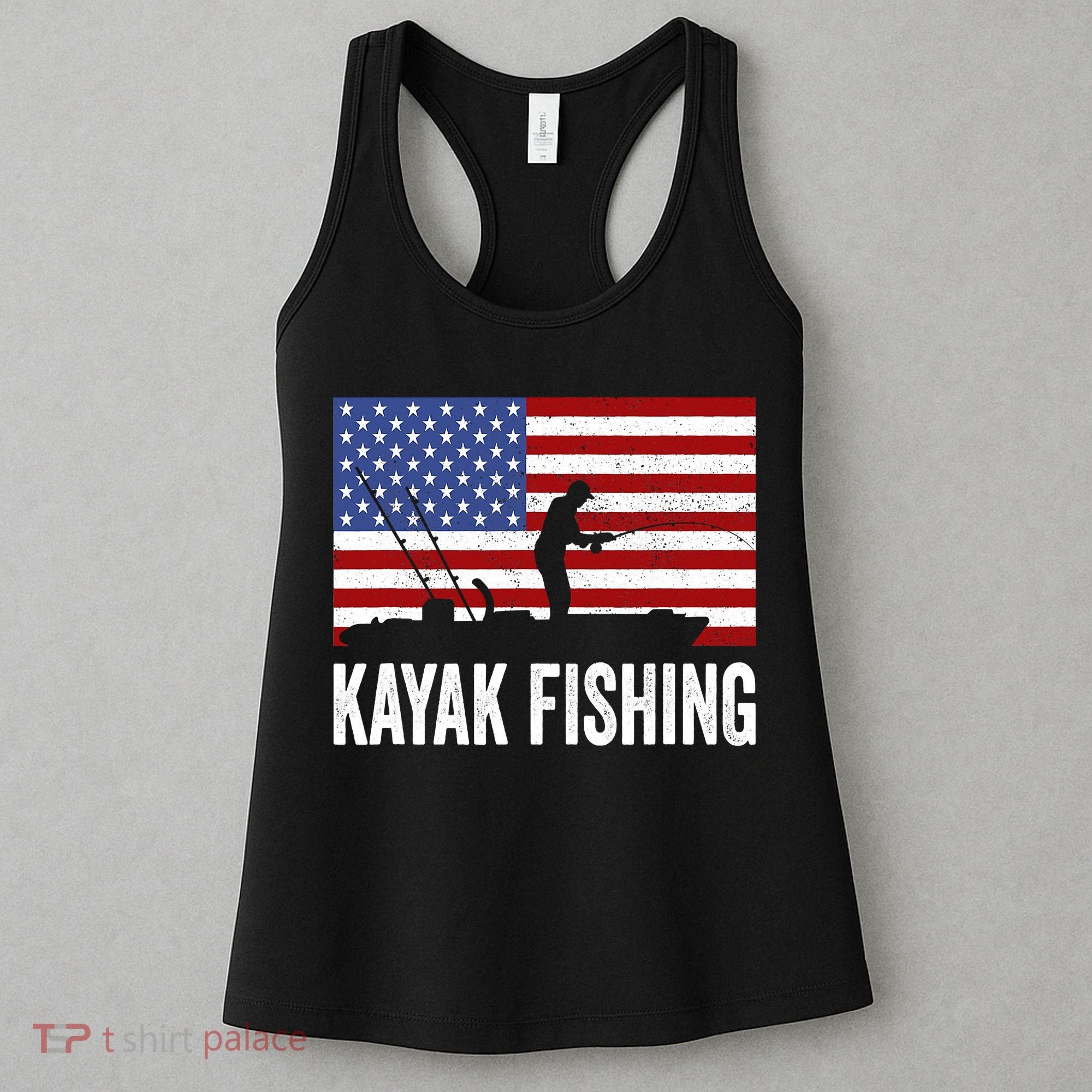 Kayaking Funny American Flag Angler Kayak Fishing Women's Tank Top