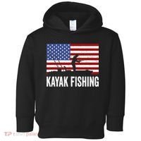 Kayaking Funny American Flag Angler Kayak Fishing Toddler Hoodie thumb 0