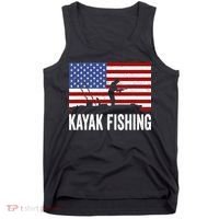 Kayaking Funny American Flag Angler Kayak Fishing Tank Top thumb 0