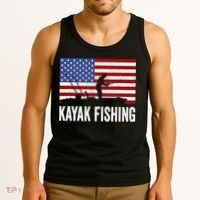 Kayaking Funny American Flag Angler Kayak Fishing Tank Top thumb 3
