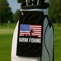 Kayaking Funny American Flag Angler Kayak Fishing Golf Towel thumb 2