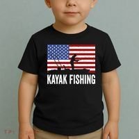 Kayaking Funny American Flag Angler Kayak Fishing Toddler T-Shirt thumb 2