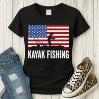 Kayaking Funny American Flag Angler Kayak Fishing Women's T-Shirt thumb 3
