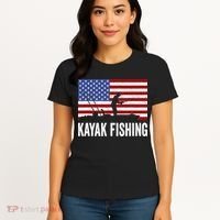 Kayaking Funny American Flag Angler Kayak Fishing Women's T-Shirt thumb 4