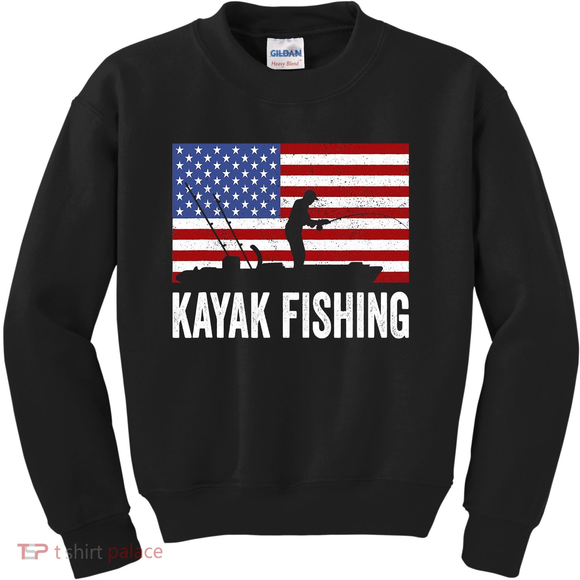 Kayaking Funny American Flag Angler Kayak Fishing Kids Sweatshirt