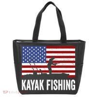 Kayaking Funny American Flag Angler Kayak Fishing Tote Bag thumb 0