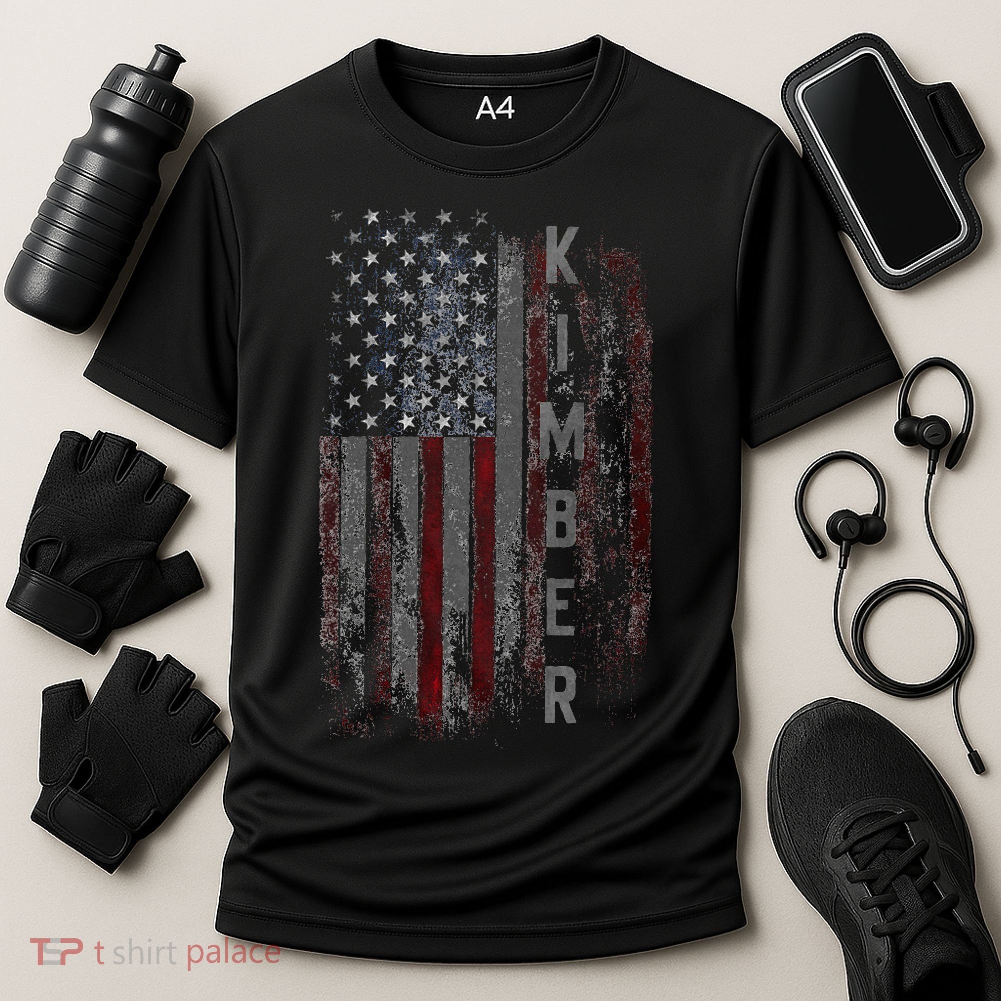 Kimber Family American Flag Cooling Performance Crew T-Shirt